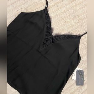 Black Melrose Market lined cami, lace trim, adjustable straps, size M